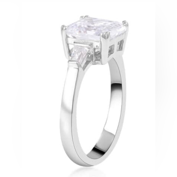 Assher Cut Lustro Stella Finest CZ Ring in Platinum over Sterling Silver Sz 9! - Picture 6 of 12